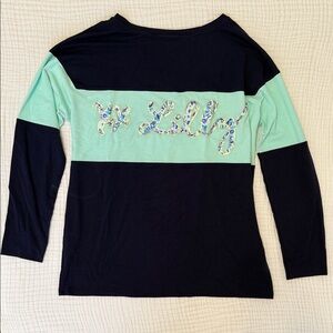 Lilly Pulitzer Navy and Mint Tee